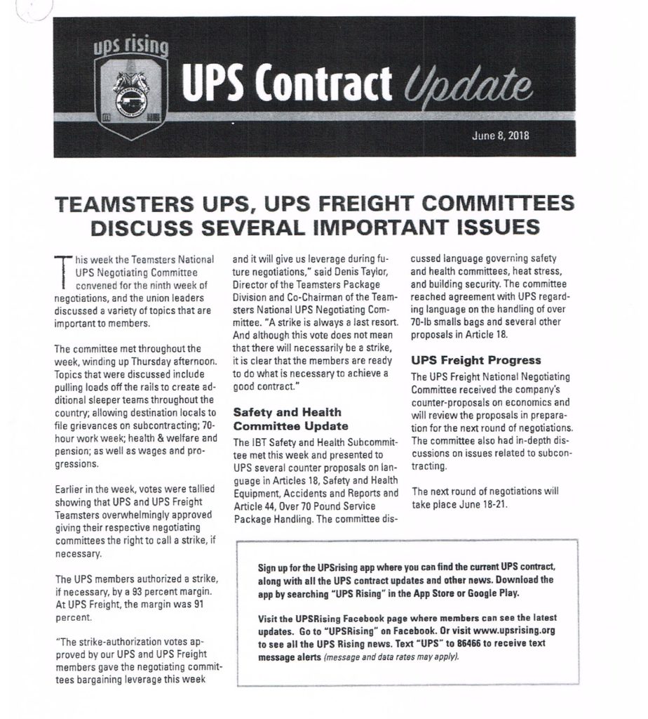 UPS/UPS Freight Contract Update Teamsters Local 171